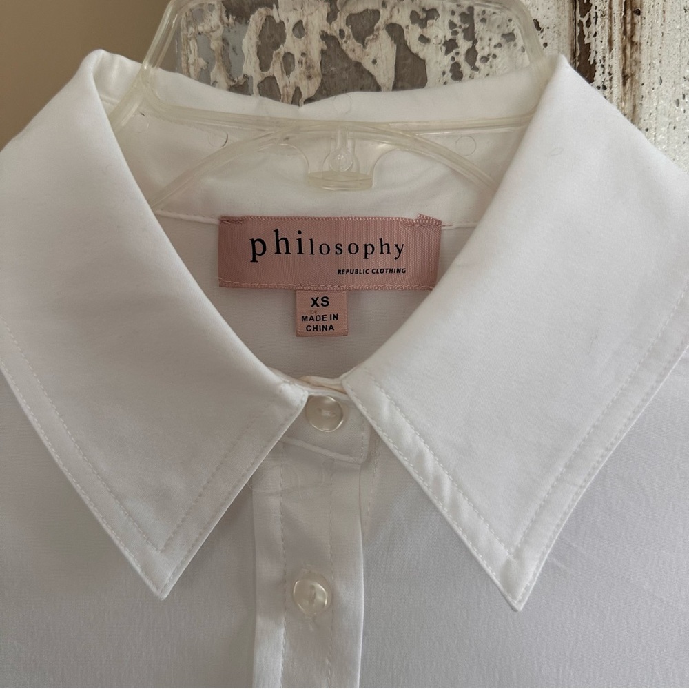 Philosophy White Collared Button Down - image 2